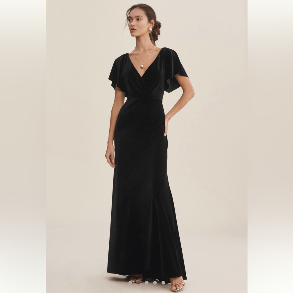 NWT Jenny Yoo - Ellis Gown in Black Velvet (size US 6) (Anthropologie)